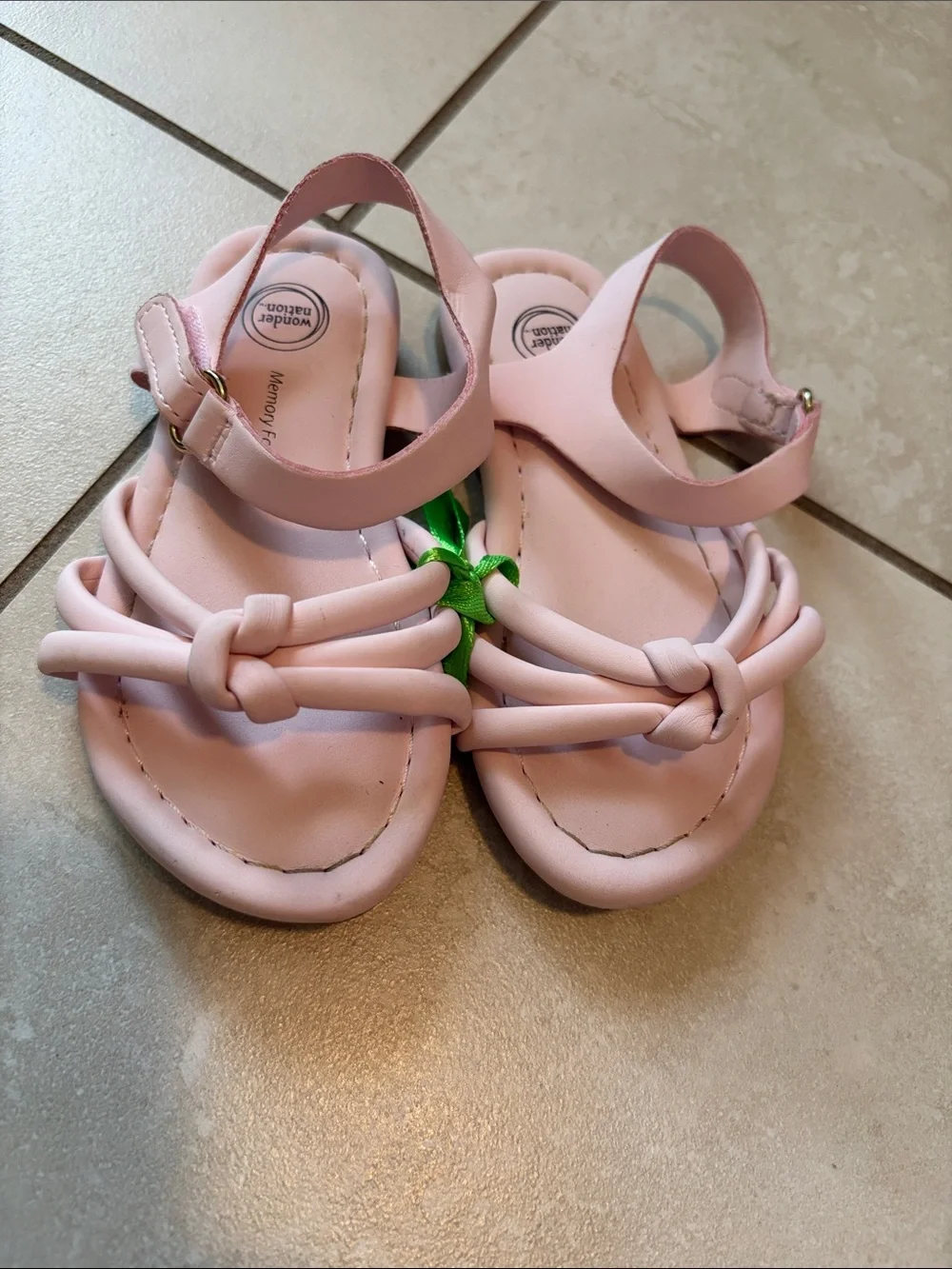 wonder nation Light Pink Knot Front Ankle Strap Sandals